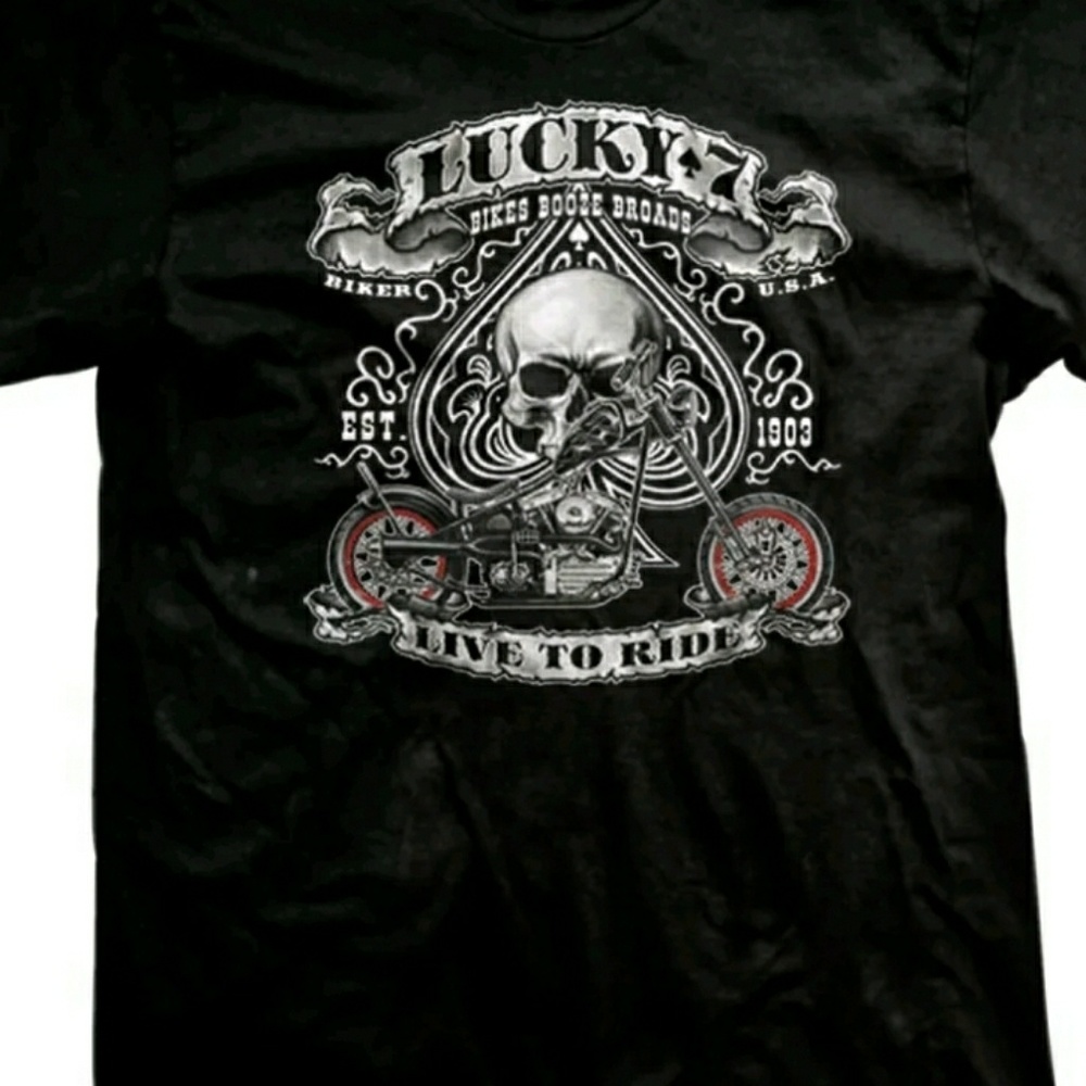 Lucky 7 Seven Biker Chopper Spade Rider Motorcycle